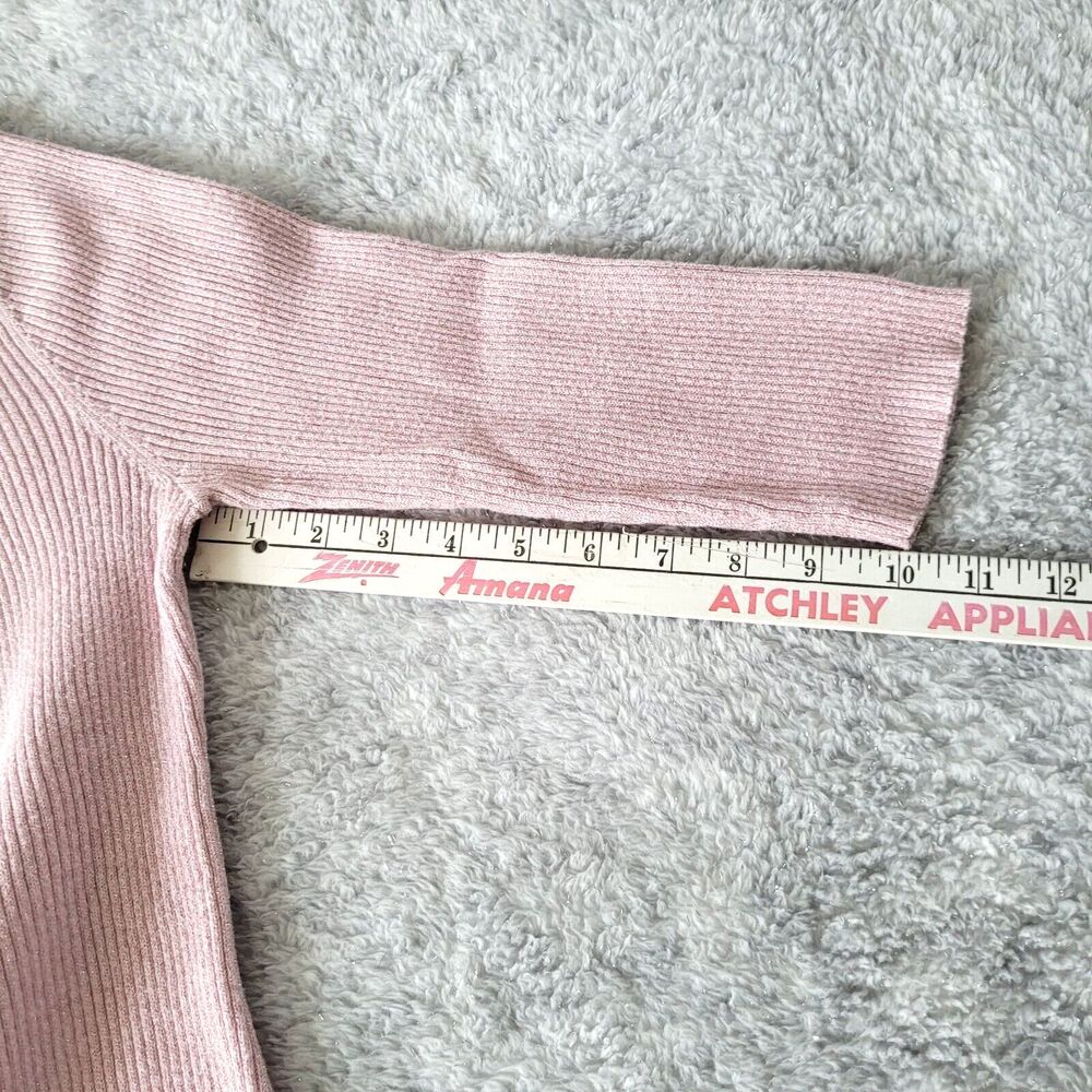 Lauren Michelle Sweater Women Large Pink 3/4 Sleeve Ribbed Beaded Western - Picture 7 of 9